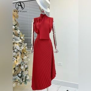 Red Plate Midi Dress - Size S
